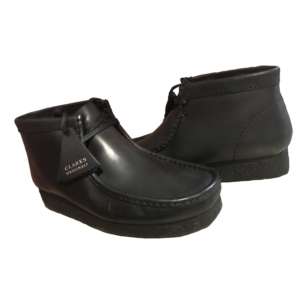 Black Leather Wallabee Boot